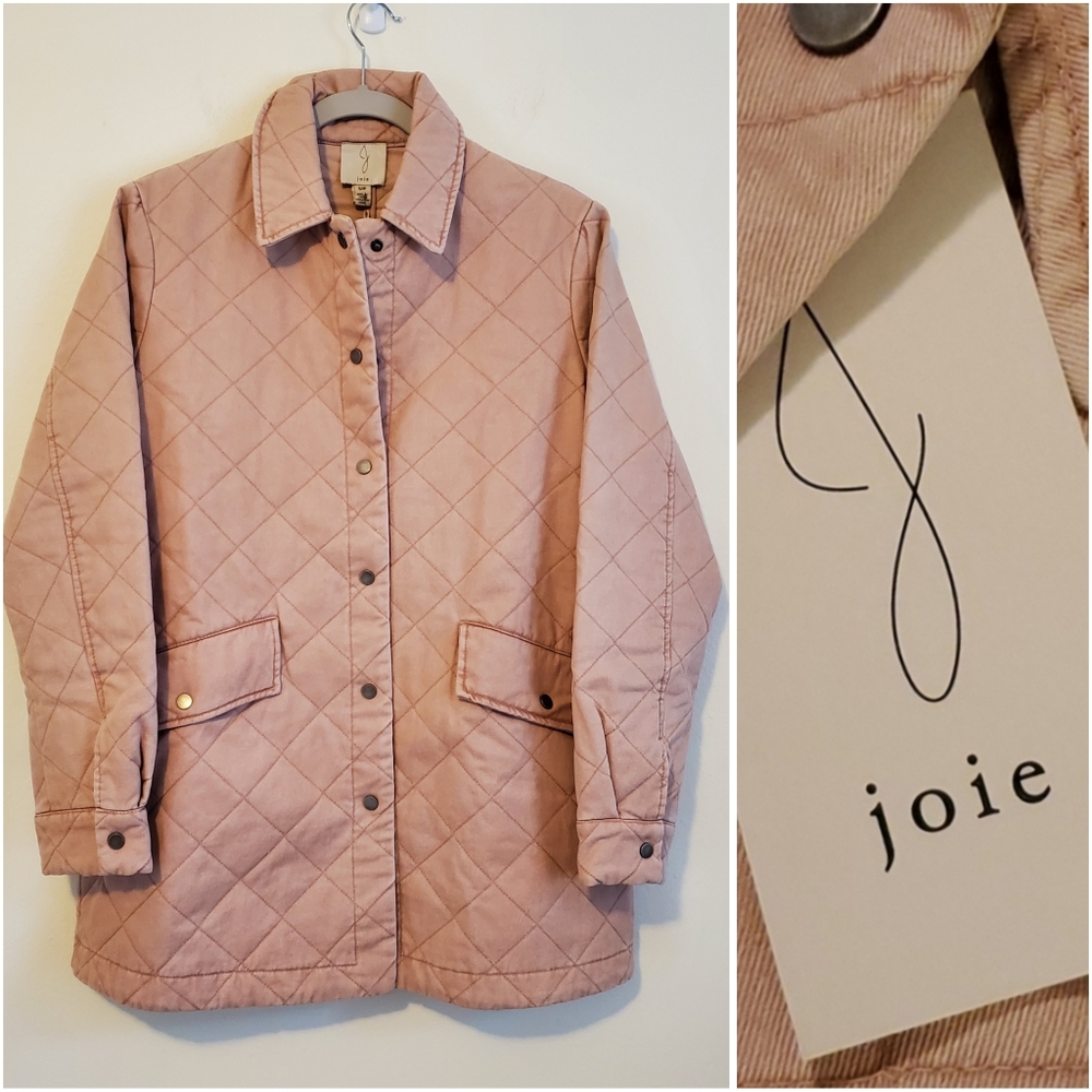 Joie Blush Pink Quilted Barn Coat Jacket Size S